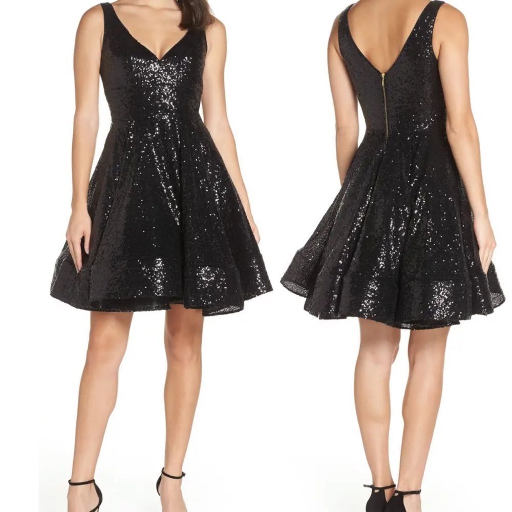 STUNNING Mac Duggal Black Sequin Fit and Flare Formal Dress - Picture 3 of 12